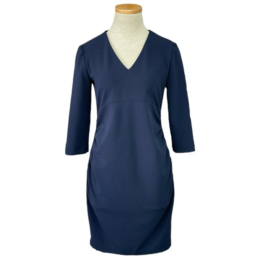 Slate & Willow Maternity Dress Women's XS Extra Small Blue V-Neck Sheath Midi